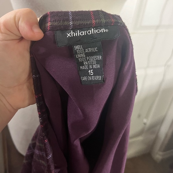 Item 011: EUC Xhilaration Deep Purple Plaid Mini Skirt (Size 15) - Picture 3 of 4